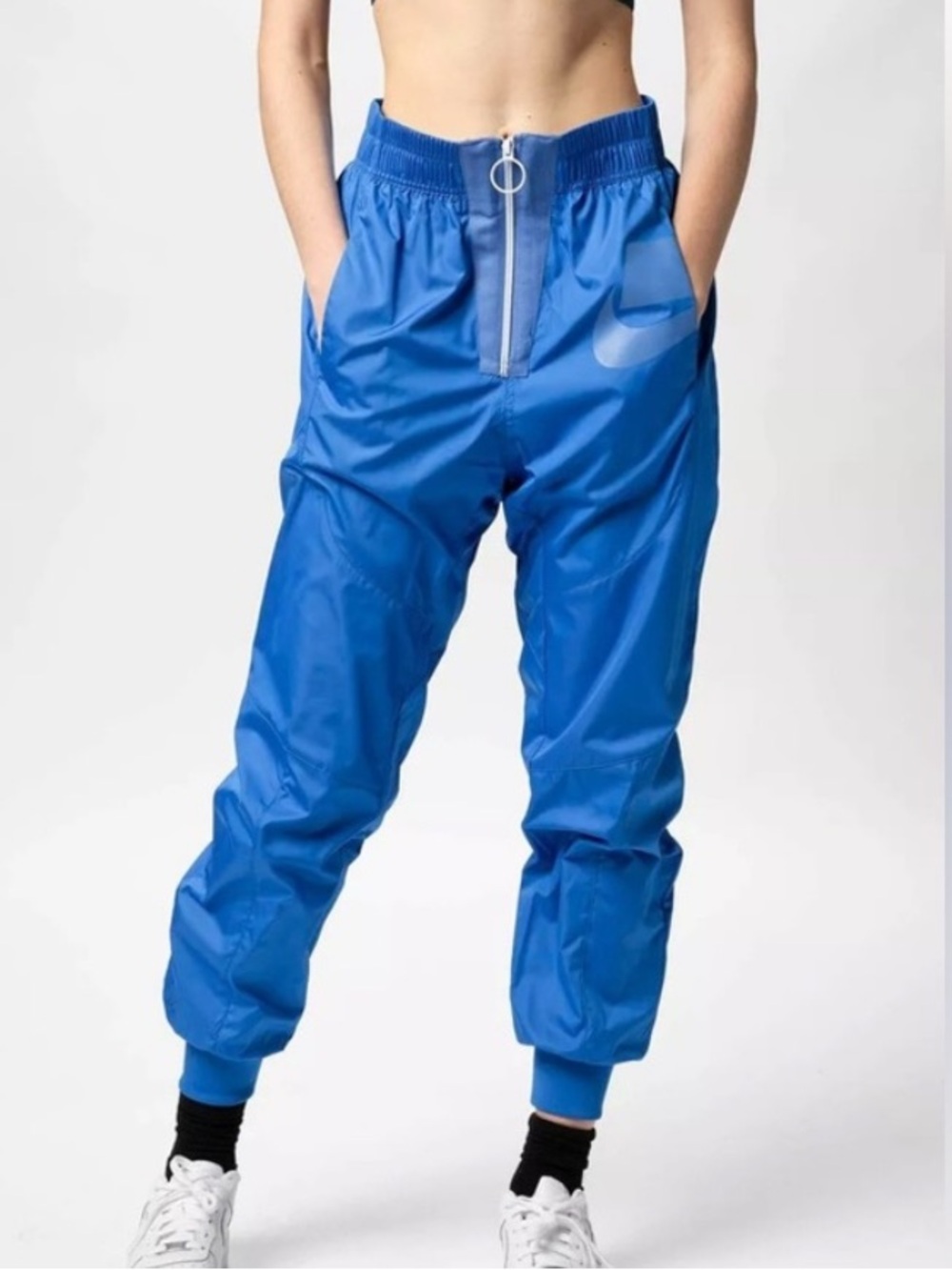 {NSW} Nike Sportswear | Woven Trousers High Waist Baggy Track Joggers Blue (XS)